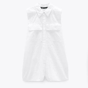 Zara Embroidered Jumpsuit Dress in White